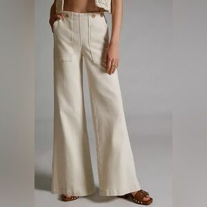 Pilcro Cream Wide-Leg Pants